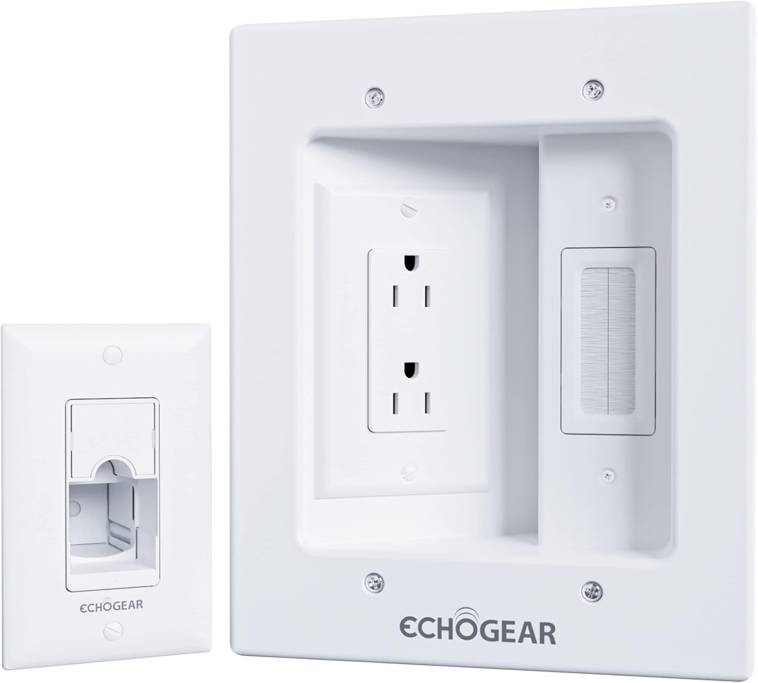 ECHOGEAR TV Cord Hider for Wall Mounted TV - Dual Outlet in Wall Cable Management Kit for Power Cables & Low Voltage Wires